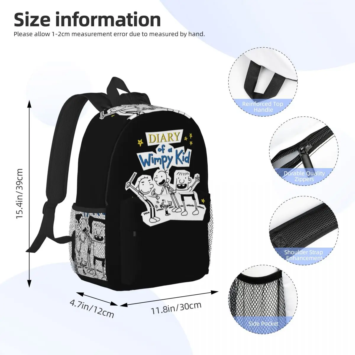 Tagebuch einer Wimpy Kid Group Rucksack Student Jungen Mädchen Büchertasche Kinder Schultasche Computer Umhängetaschen für Männer Frauen
