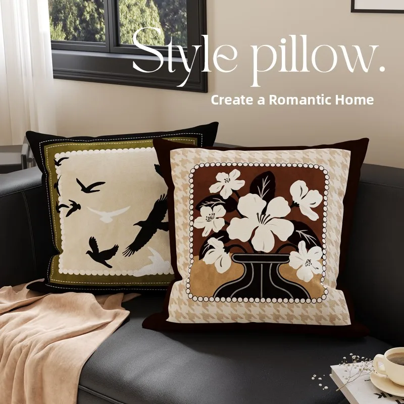 Green Vintage Style Sofa Pillow Core Included Car Headrest Cushion Cover Versatile Home Decorative Pillow Rectangular Shape