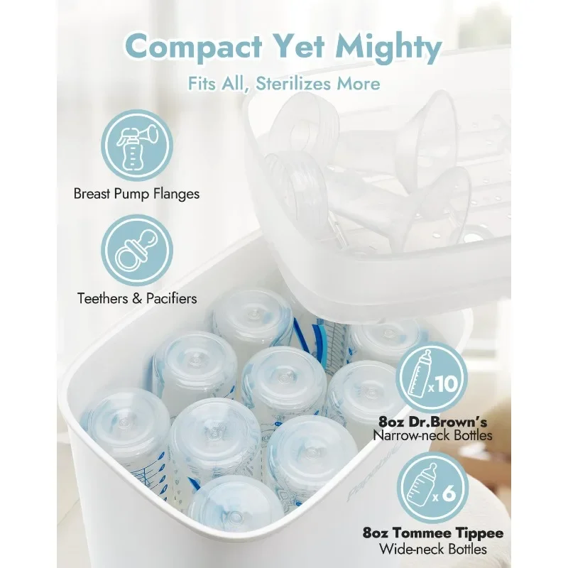 معقم ومجفف زجاجات الأطفال الساخن، معقم بالبخار الكهربائي لزجاجات الأطفال، اللهايات، و #4