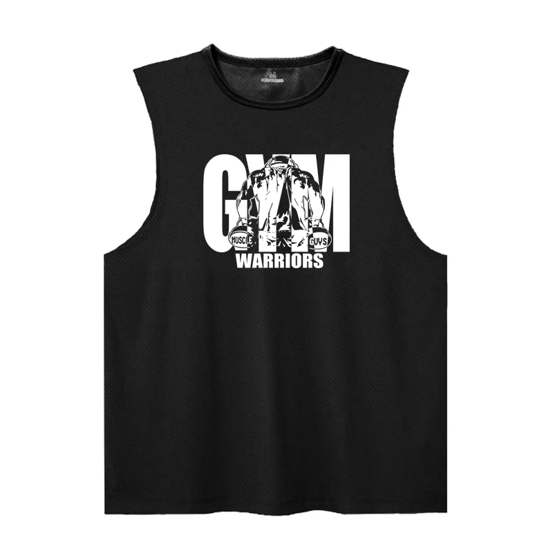 Mens Casual Sport Sleeveless T-shirts Summer Mesh Breathable Quick Dry Fitness Vests Gym Bodybuilding Fitness Workout Tank Tops