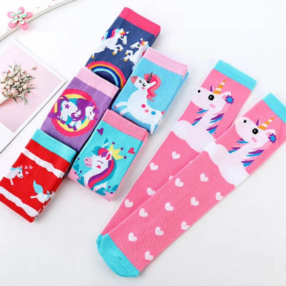 Girl Socks Cotton Knee High Socks Cartoon Long Children's Knee Socks Kids Dance Socks Toddler Baby 3-12 Years Old