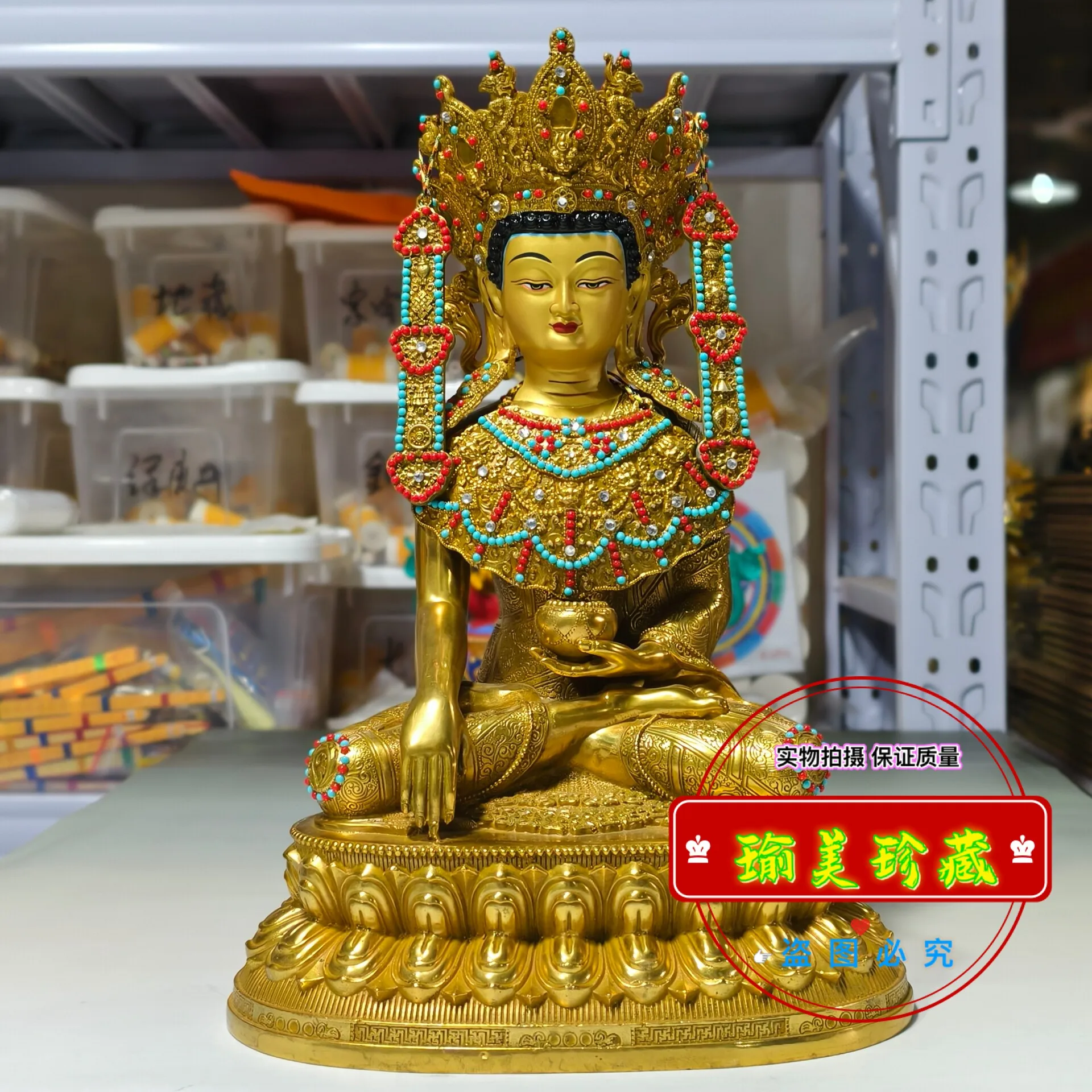 Gem Jue Wo Bronze Statue Xizang Jokhang Temple Main Sakya Buddha Tantra Tibetan Buddha Object Pure handmade face o