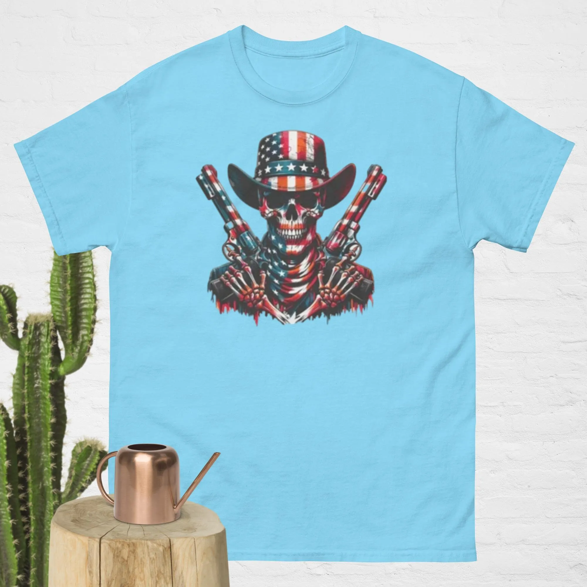 

Cowboy Skeleton Usa Flag T Shirt America Eagle United State Of