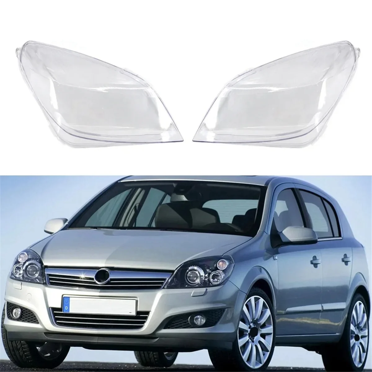 1 Pair Car Headlight Lens Cover Head Light Lampshade Front Light Shell for Opel Astra H 2004 2005 2006 2007 2008 2009