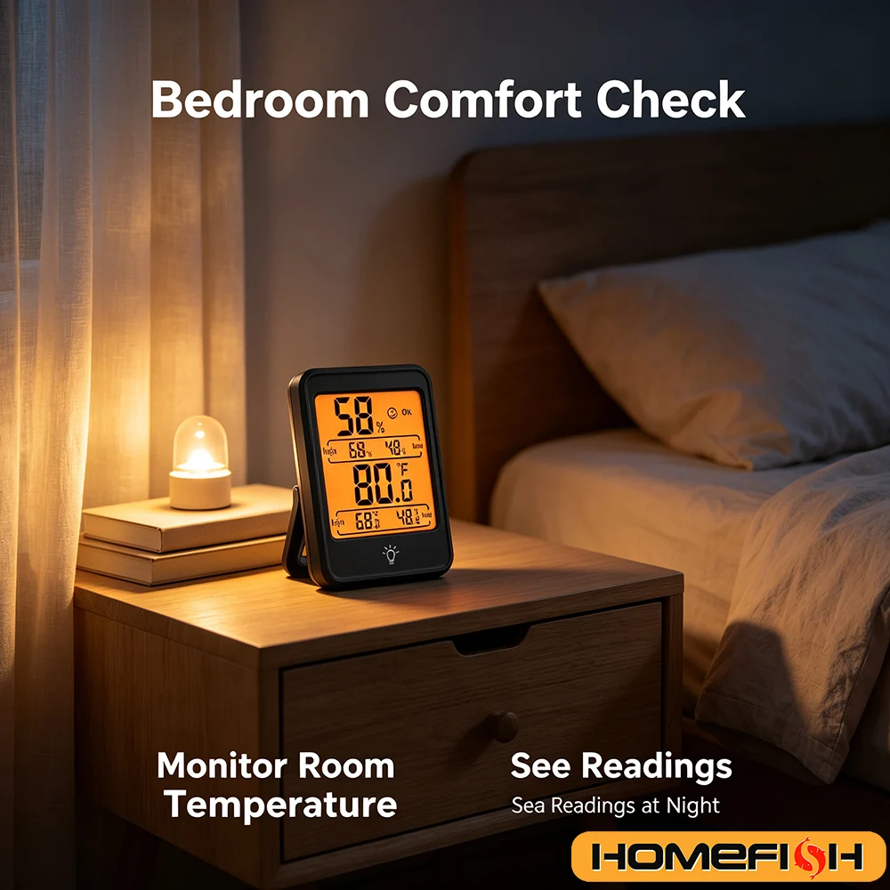 LCD Digital Temperature  Humidity Monitor  Portable Room Hygrometer with Stand  Magnet for Home Office