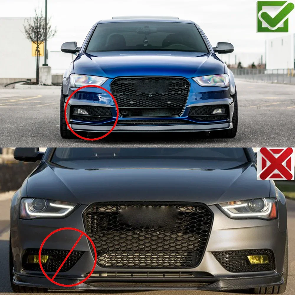 RS4 Style For Audi A4 B8.5 S-line S4 2013 2014 2015 Bumper Fog Light Lamp Cover Grille Grill