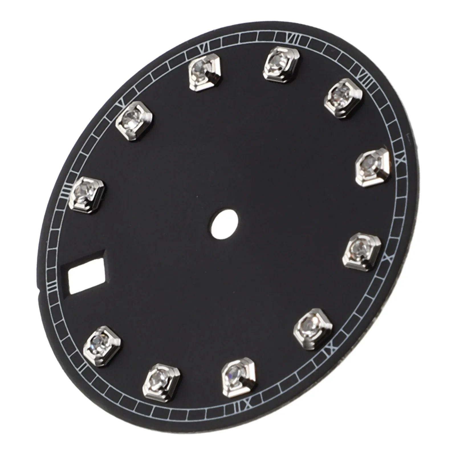 

28.5mm Metal Sunburst Dial for Automatic Mechanical Watches - Replacement Round Watch Face Part Compatible with Nh35 Black
