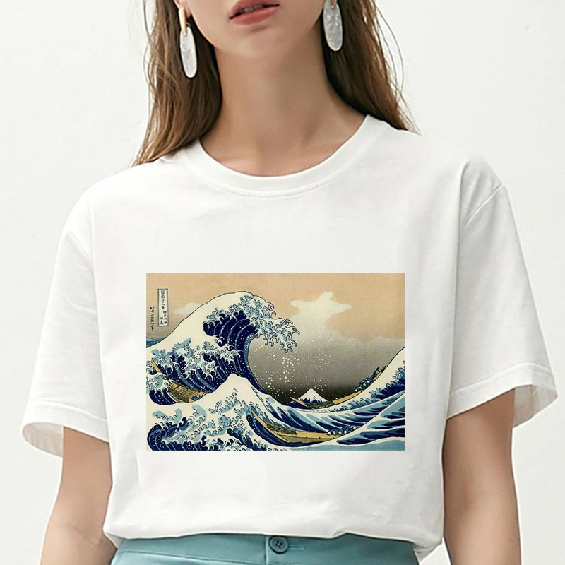 New Summer T Shirt Women spoof Surf starry sky Printed Harajuku funny T-shirt aesthetics Hipster Thin section tops Korean Tshirt