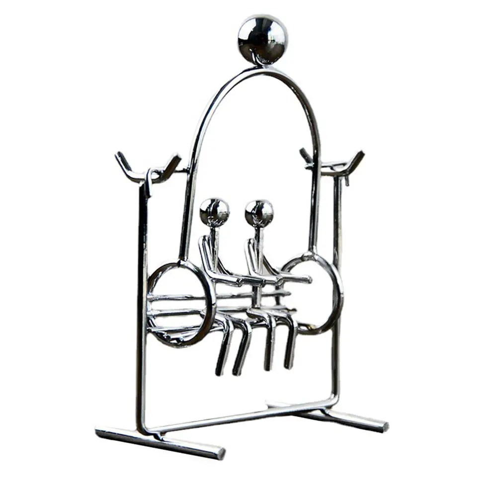 Pequeno ornamento balanceamento pêndulo brinquedo alívio do estresse prata metal decoração de mesa equilíbrio bola balançando