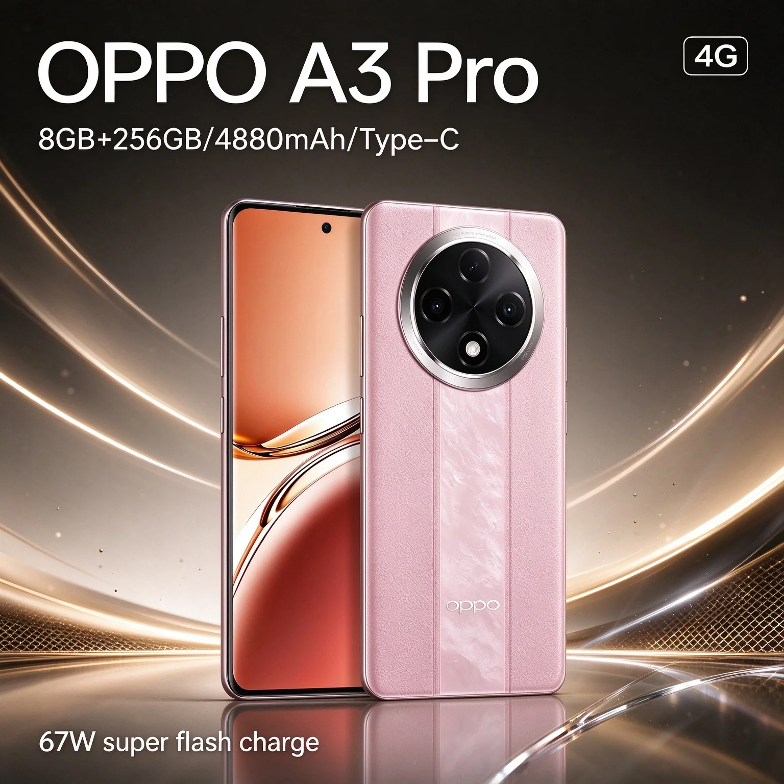 New product release OPPO A3 pro 4G Smartphone Dual Nano-SIM 6.7 Inch OLED Curved Screen 2412x1080 Resolution 8GRAM 256GB Storage