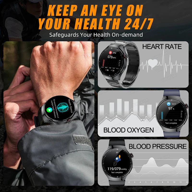 New Men Health Smartwatch ECG PPG Bluetooth Call Uric Acid Lipid Temp SpO2 HR BP Sleep Multi‑Sport Organ Monitoring Wrist Watch