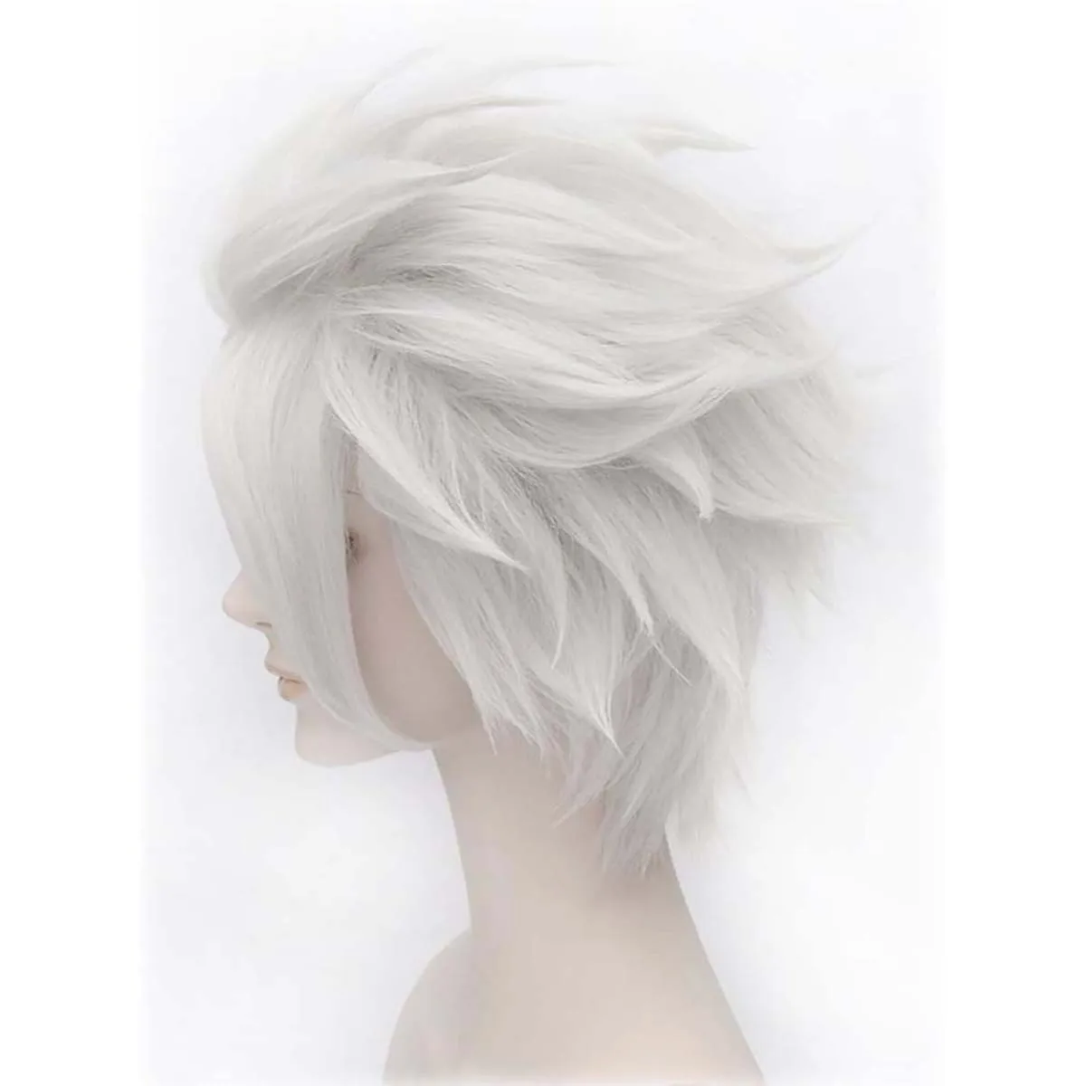 Peruka męska BLEACH Cosplay Hitsugaya Toushirou Krótka Srebrzysto-Biała Warstwowa