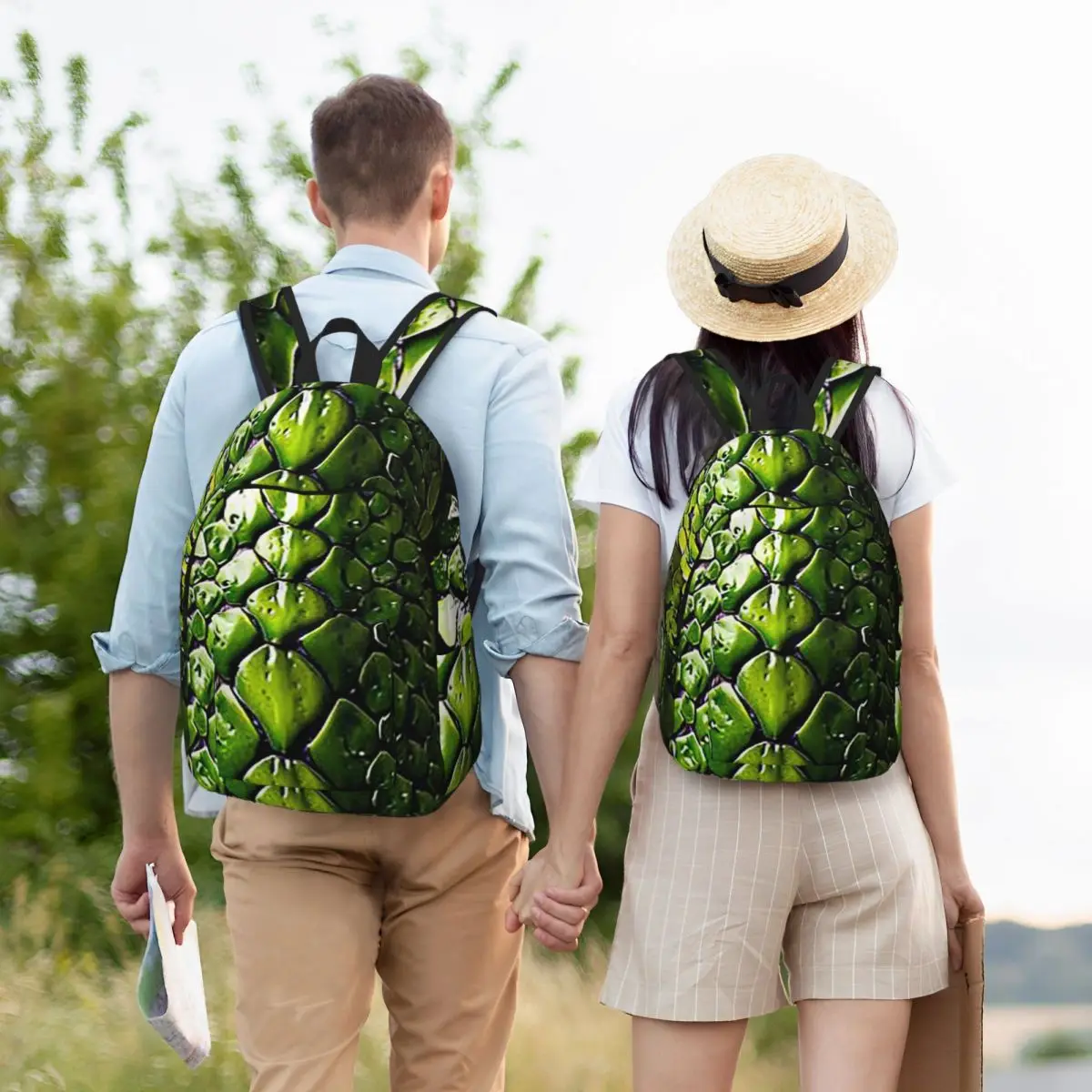 Snake Skin Green Snake Serpent Animal Viper Student Backpack School Bag Hiking Travel Daypack for Kids Bookbag Shoulder Bags