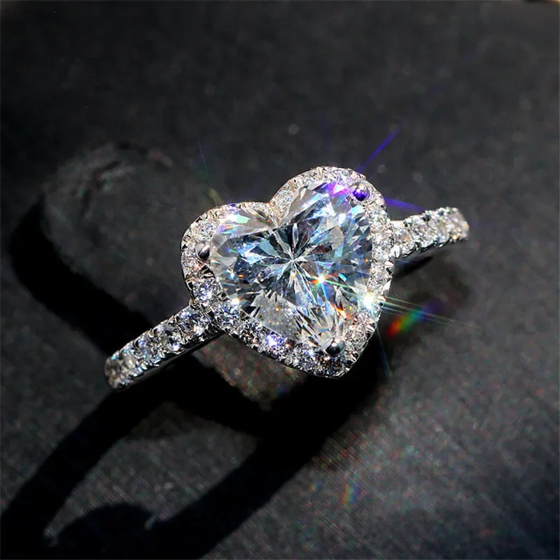 Heart Rings for Women Wedding  Jewelry Cubic Zirconia Stone  Ring Accessories