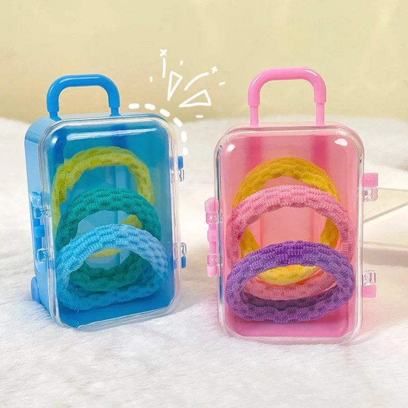 Mini Cosmetics Storage Box Ultra Small Trolley Storage Box with Retractable Wheels Transparent Jewelry Storage Box