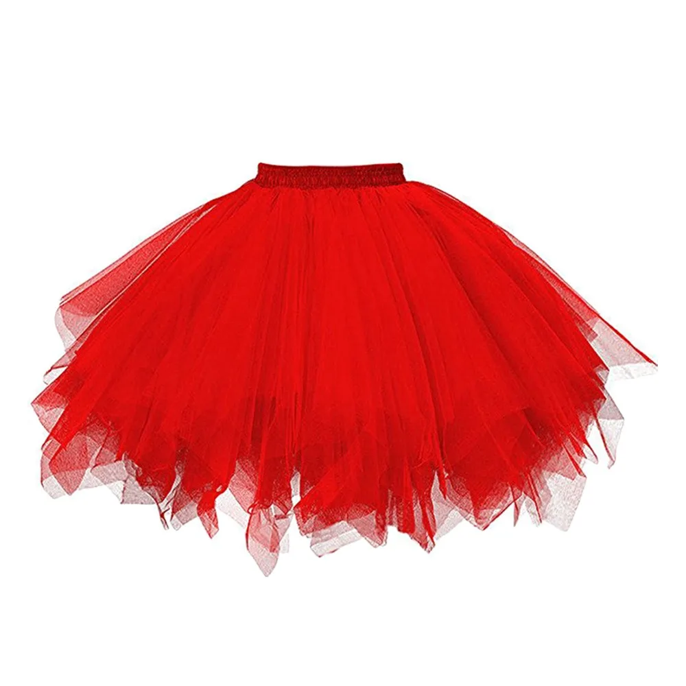 

Fashion Elastic Waist Tutu Skirt High Waist Rockabilly Ballet Skirt 50s Cosplay Petticoat Women