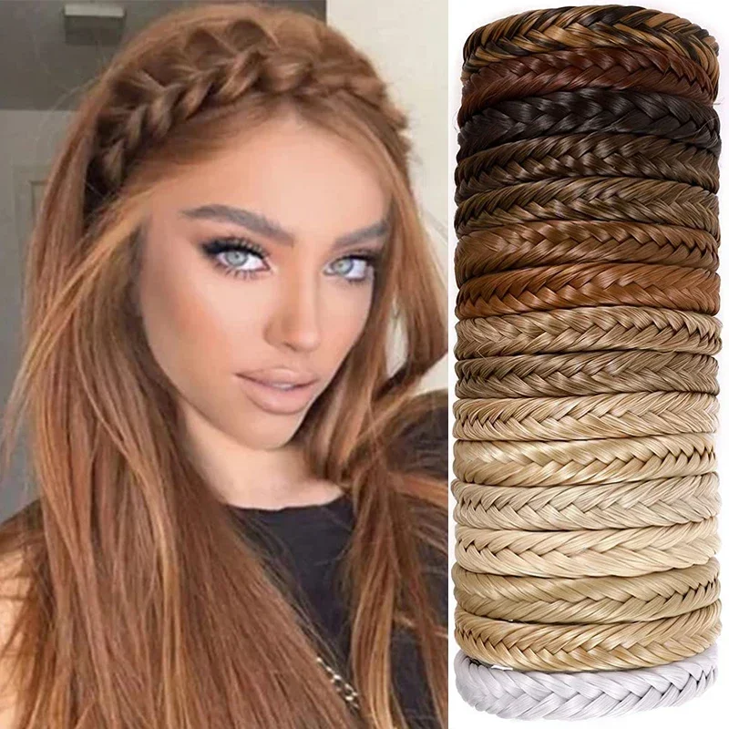 Wig Twist Headbands for Women Wide Fishbone Braids Hairbands Handmade Retro Head Hoop Hair Styling Headwear Hair Accessories