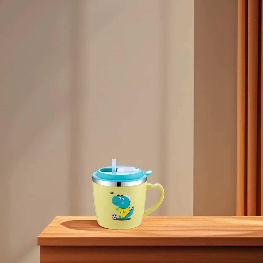 

Stainless Steel Toddler Straw Cup Double Layer Anti Scald Creative Cartoon Graduated Scale for Milk Water Drink