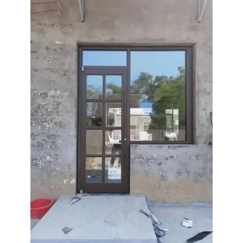 custom.TOMA Commercial Spring Swing Casement Front Shop Double Outside Public Area Glass Aluminium with Gr