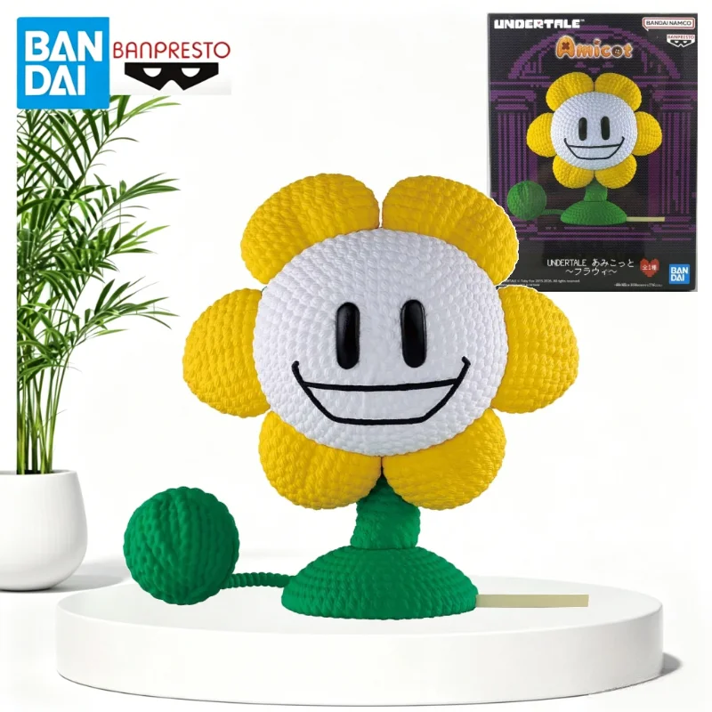 Banpresto Amicot Undertale Flowey Figure Knitted Texture Game Character Painted Model Collectible Desktop Decoration Toy Gift AS