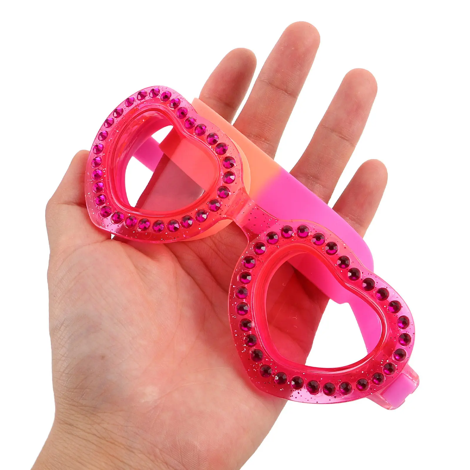 Silicone Swimming Goggles Heart-Shaped Anti-Fog Leak-Proof Adjustable Strap Comfortable Swimming Eyewear Water