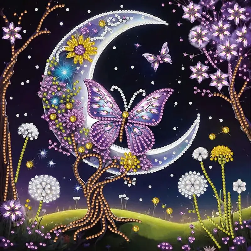 

CHENISTORY1pc/Set DIY Special Shape Diamond Art Butterfly Moon Diamond Art Painting Pictures Crystal Rhinestones Diamond Paint