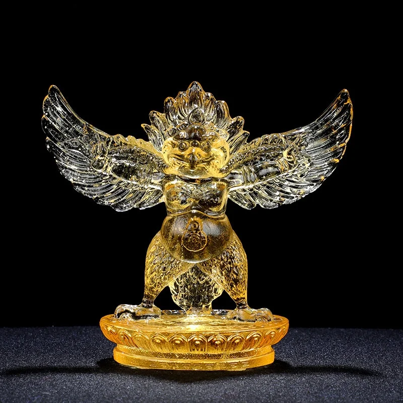 Exquisite Glass Garuda Dapeng Golden Winged Bird Buddha Statue Tantric Protection Buddha Statue Tibetan Ethnic Supplies