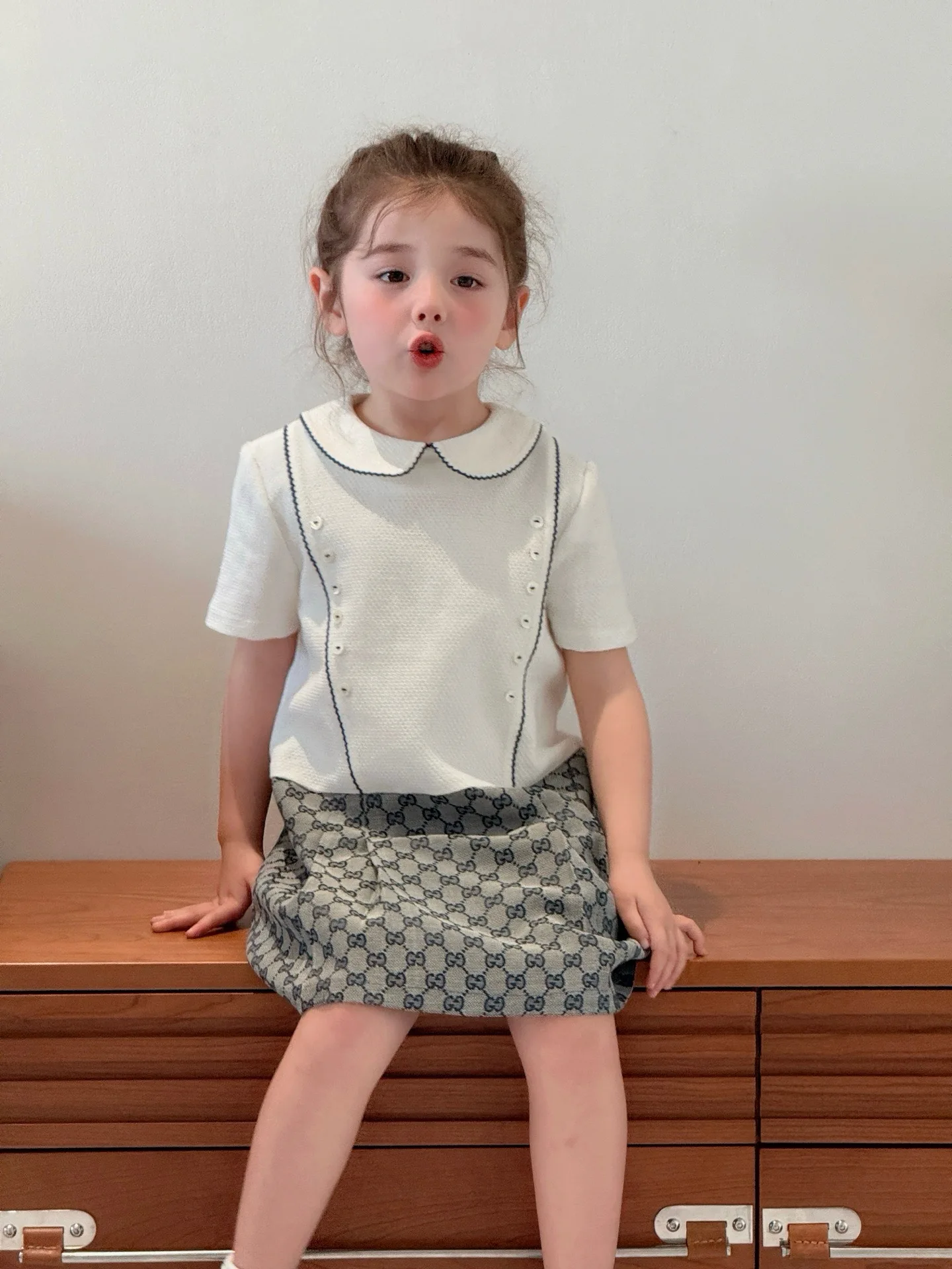 retro-xiaoyisi-girls'-dress-peter-pan-collar-patchwork-embroidery-spring-summer-cotton-skirt-short-sleeve-doll-collar-dress