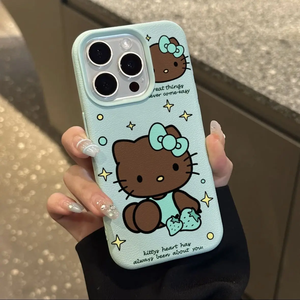 Hello Kittys Y2k IPhone16 15ProMax Case Kawaii Cartoon Black Skin KT 14 13 12 11Pro Anti Slip Anti Drop Cute Anime IPhone Covers