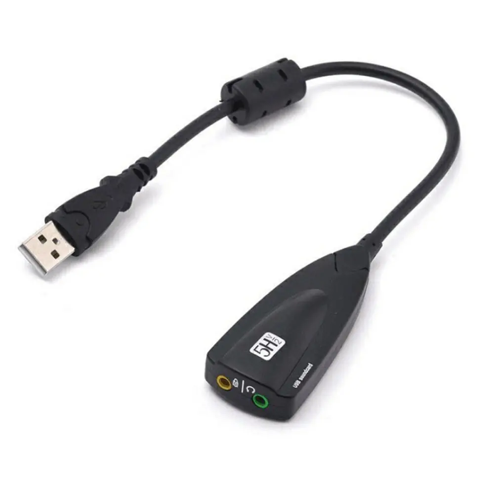 

3.5mm Port External USB Sound Card Adapter 5HV2 USB To 3D CH Sound Antimagnetic Audio Headset Microphone Cable For Laptop PC
