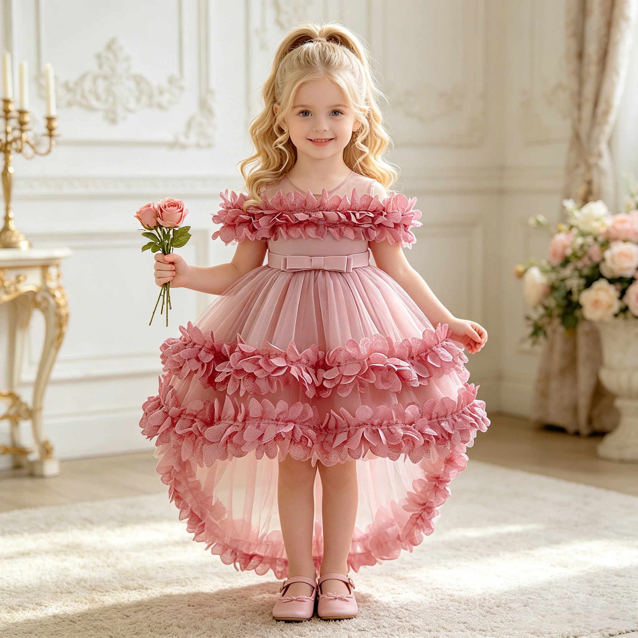 Kleinkind Brautjungfernkleid Prinzessin Baby Mädchen Kleid Elegantes 1. Geburtstag Partykleid Mädchen Hochzeit Festkleid Kinderkleidung