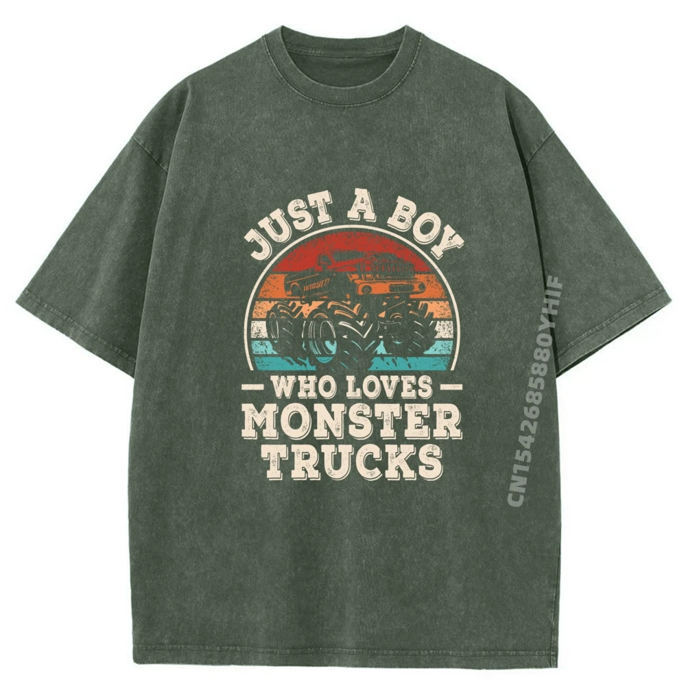 

Hip Hop Just A Boy Who Loves T-shirt Man Gift Idea Special Summer Streetwear High Quality T-shirt Man Vintage Washed T-Shirt