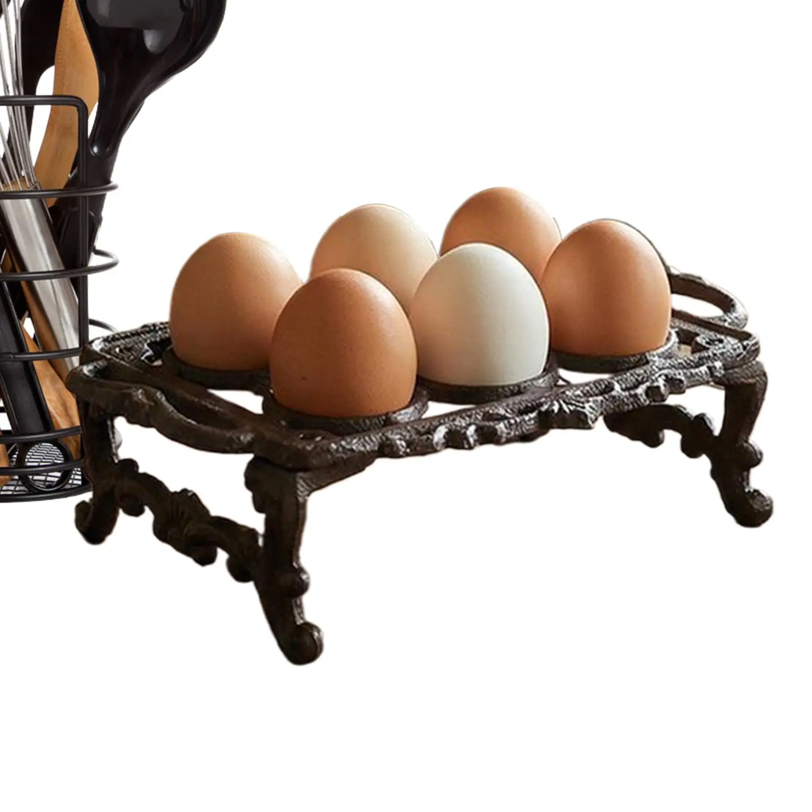 6 8 Grids Tray Decoration Heavy Duty Net Holder For Countertop Kitchen Retro Cast Iron Egg Rack