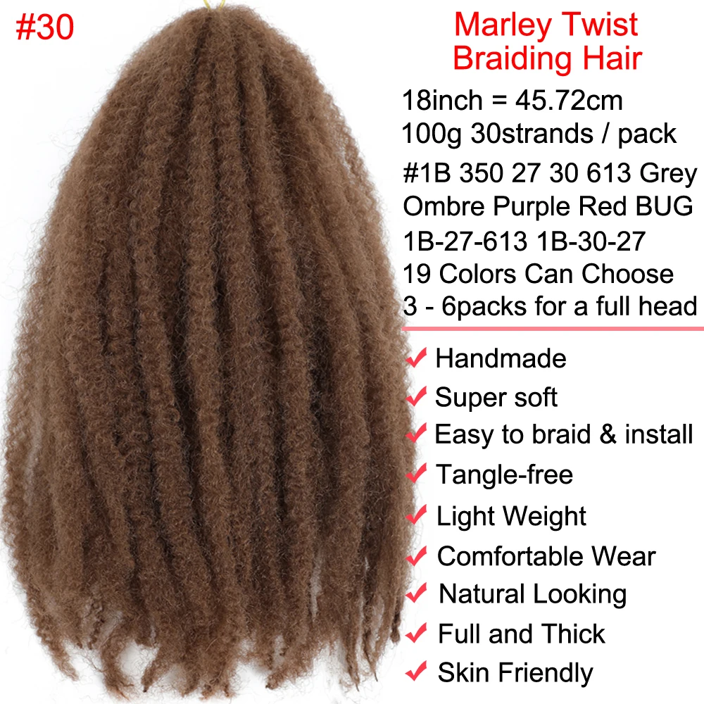 Marley Twists Hair Braiding 18 inch Marley Meche Afro Twist Kinky Crochet Braiding Hair Synthetic Hair Extensions For Women Kids