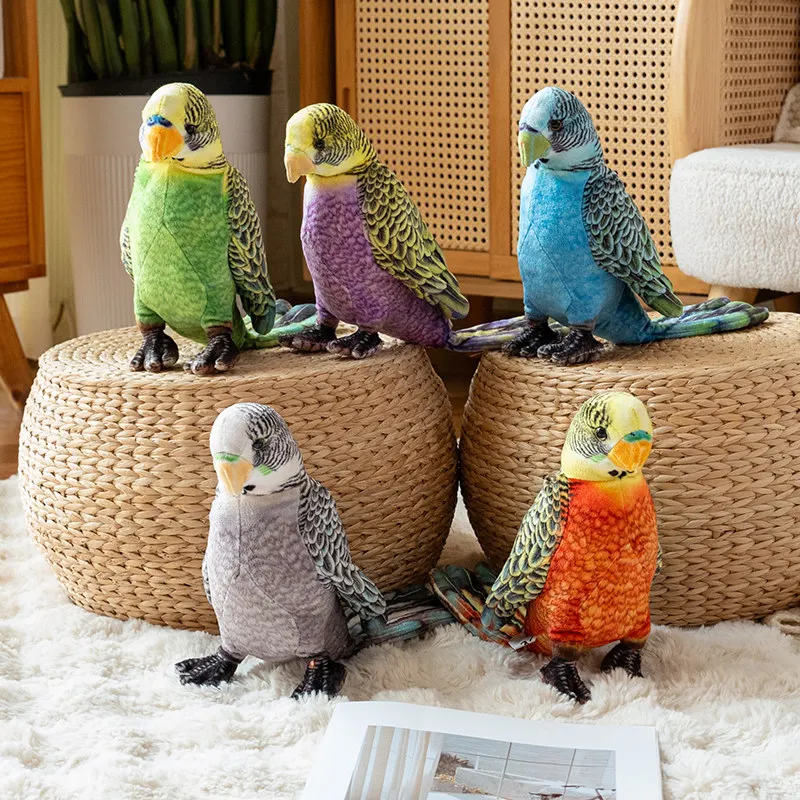 23cm Cute Lifelike Parrot Printed Animals Delicate Toy Pet Bird Bright Colour Plush Doll Zoo Souvenir Party Photo Props
