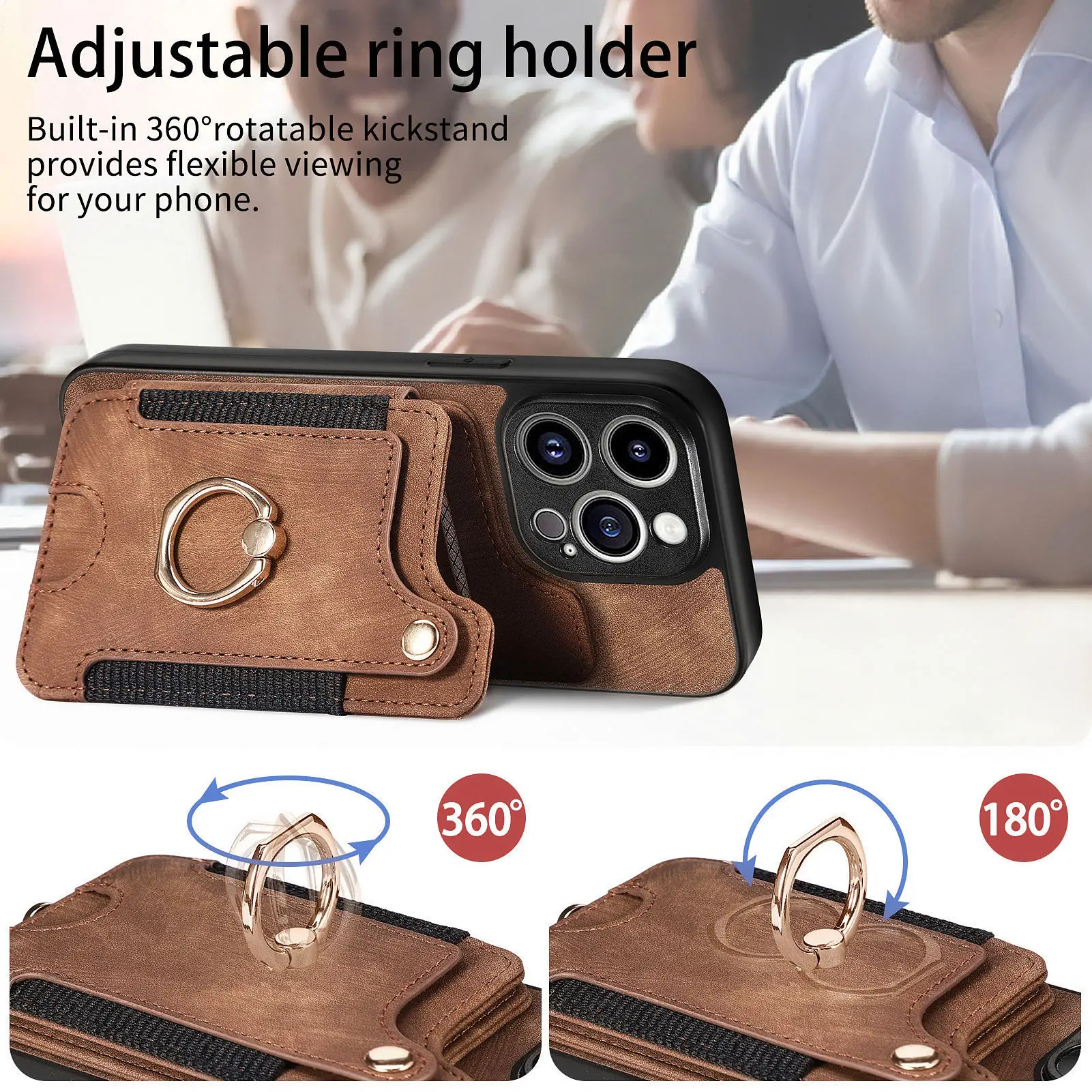 Wallet Multi Card Slot Ring Holder Flip Leather Case for iPhone 11 12 13 14 15 16 17 18 Pro Max 16 Plus Magnetic Stand Cover