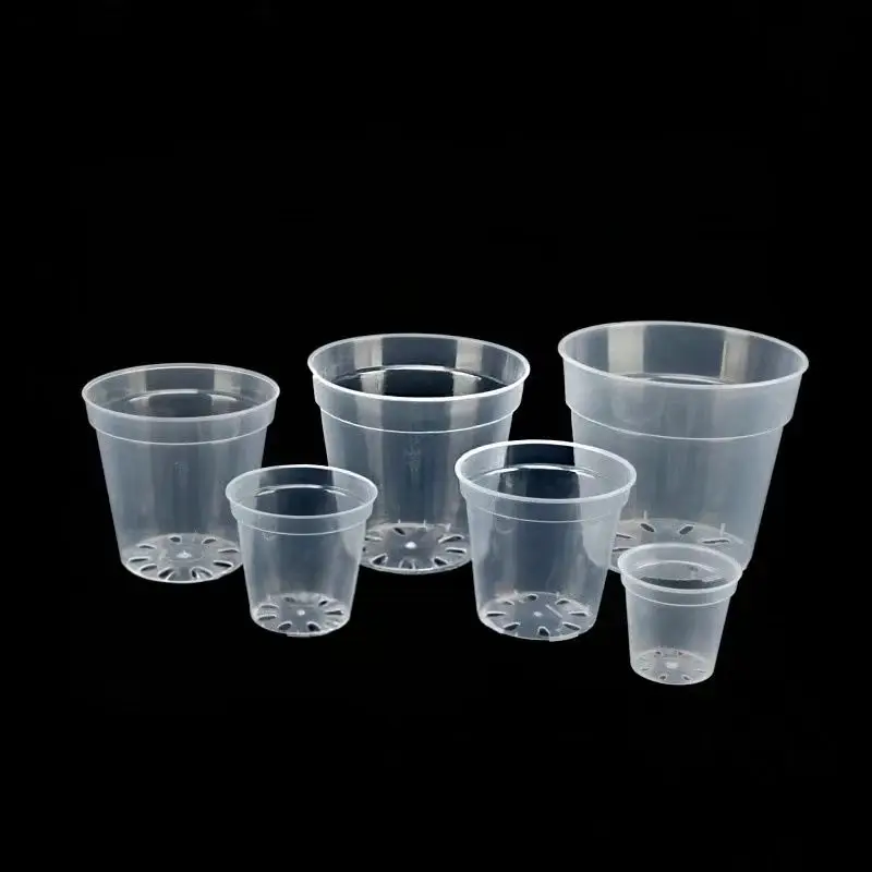 5Pcs 10-23cm Home Garden Round Planter Pot Durable Orchid Flower Pot Anti-Deformation Transparent Plastic Large Capacity Planter