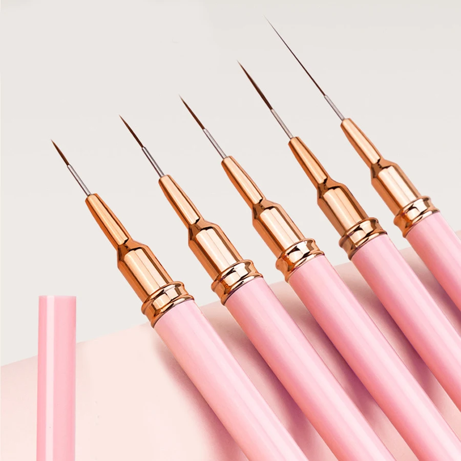 

5Pcs Nail Art Liner Brush Set, French Stripe Line Painting Drawing Flower Pen for Acrylic & Gel Polish Manicure Tool