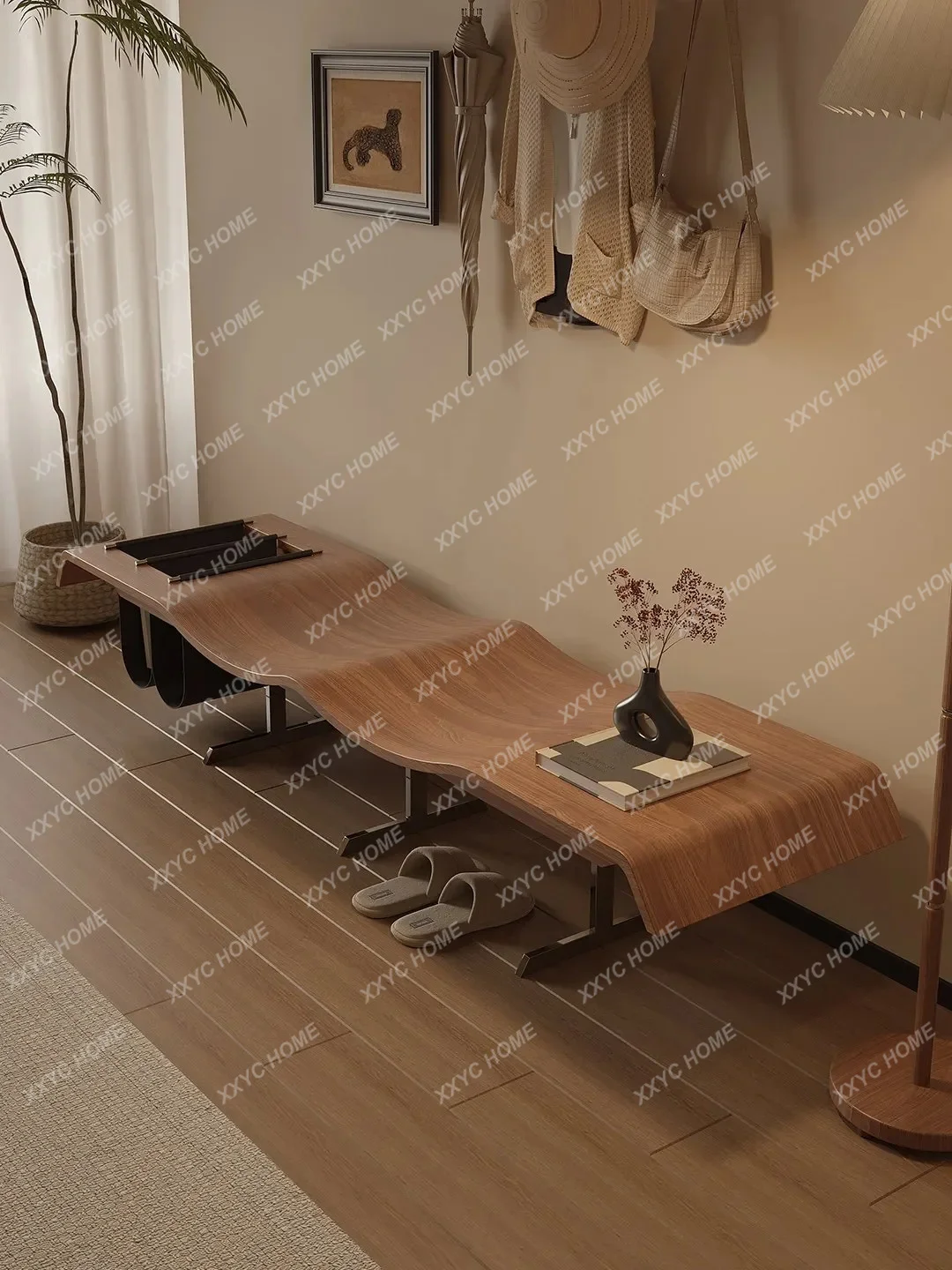 High PC and console games Bedroom Bedside Bench Walnut, Wabi Sansi Shoe Change