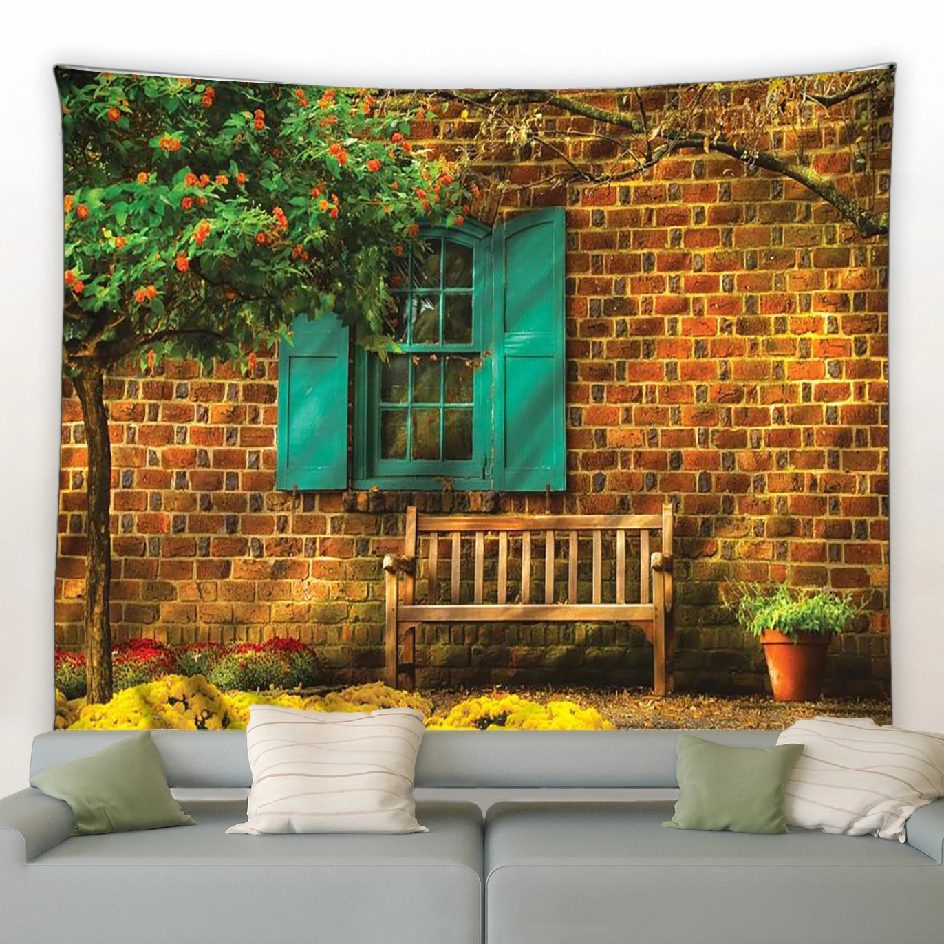 Landscape Big Tapestry Italy Rural Small Town Street Retro Style Background Decor Hippie Wall Hanging Tapestries Bedroom Blanket