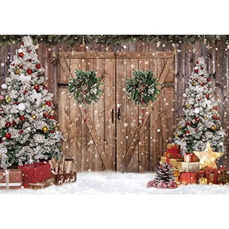 8x6ft-polyester-fabric-winter-christmas-rustic-barn-wood-door-photography-backdrop-xmas-tree-snow-background-banner-for-family