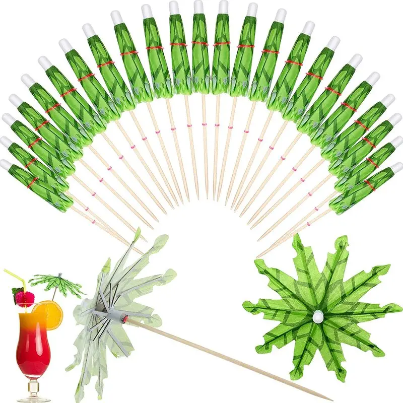 10 stücke Tropical Coconut Palm Baum Papier Regenschirm Cocktail Obst Picks Cupcake Topper Hawaii Geburtstag Hochzeit Party Dekorationen