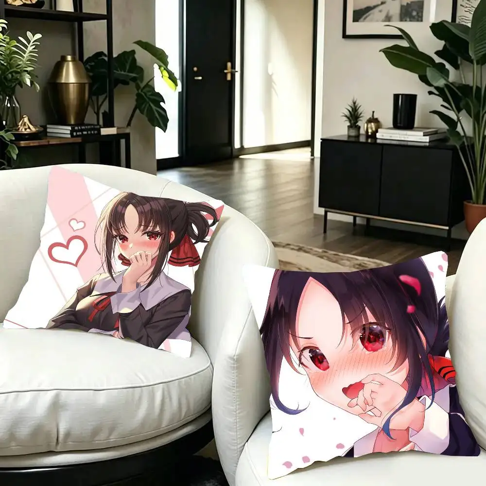 Shinomiya Kaguya Anime Kaguya-sama Love Is War Pillow Case Fashion Square Pillowcase Bedroom Sofa Room Ins Decoration Leisure