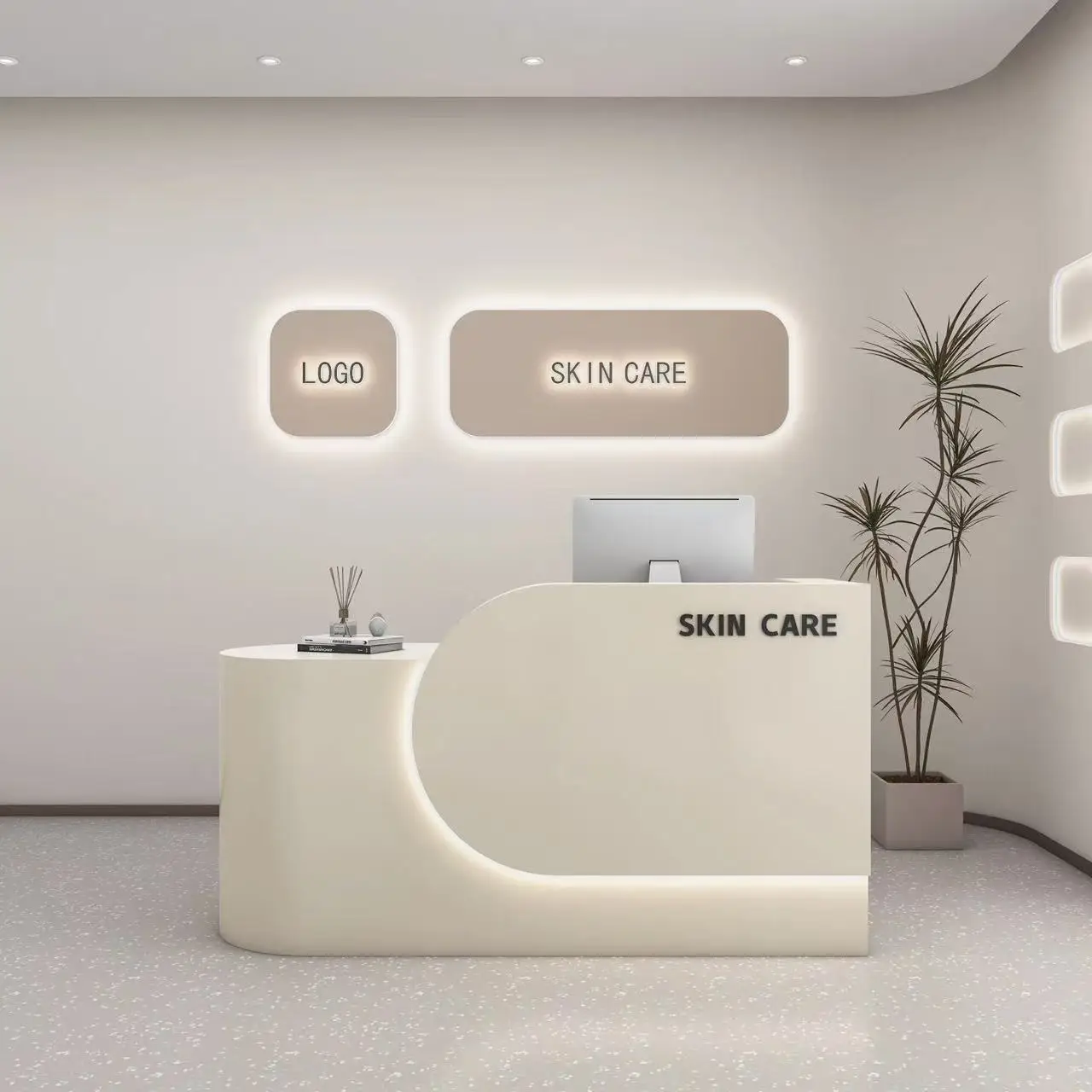

Beautician Advertising Reception Desk Contemporary Height Reception Desk Business Hall Entrance Theke Rezeption Beauty Furniture