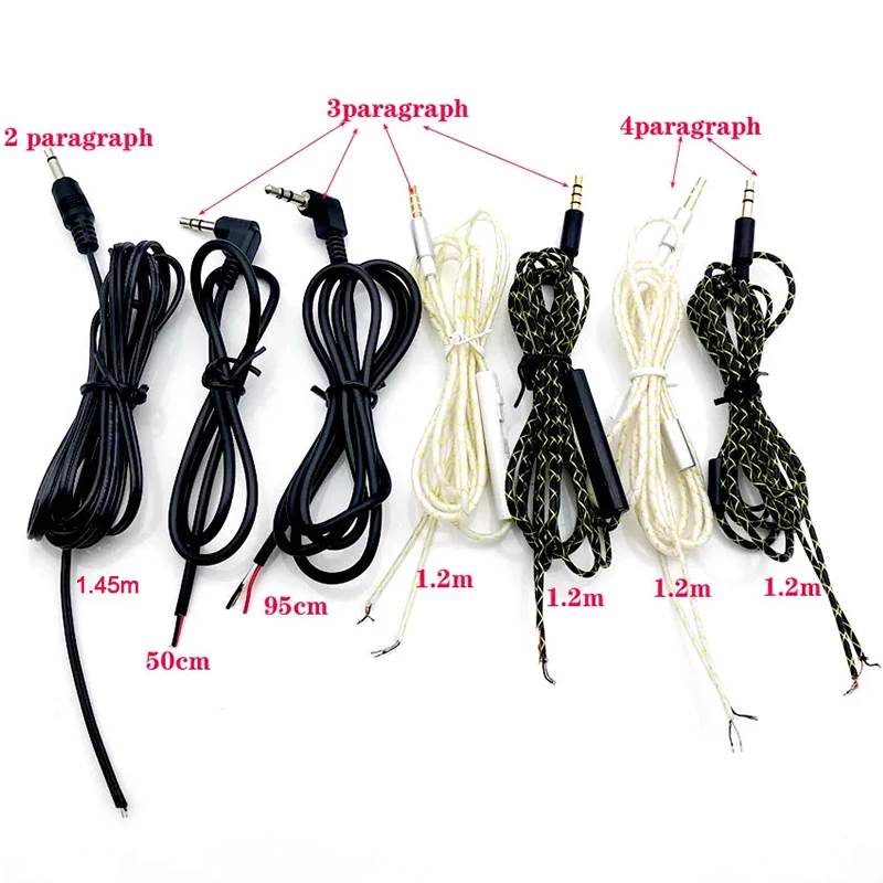 

New 50CM 1.2M High Qulity Silver-Coated Copper Wire Earphone Maintenance Wire for DIY Replace Headphone Cable 3.5mm Audio Cable