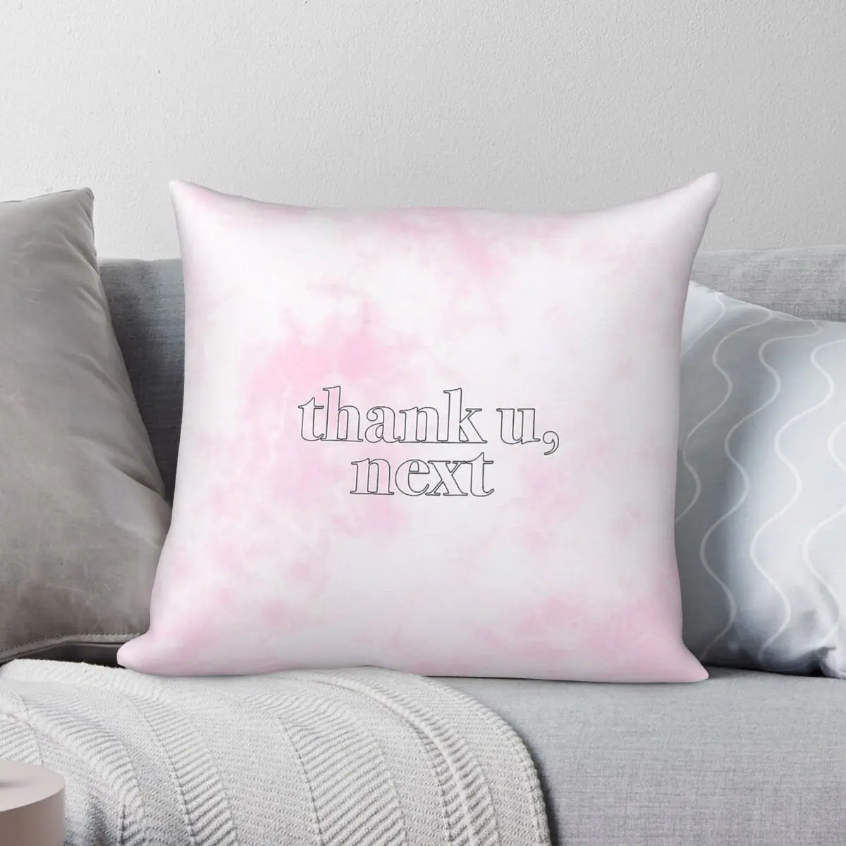 Thank U Next Pink Tie Dye Square Pillowcase Polyester Linen Velvet Creative Zip Decorative Sofa Seater Cushion Cover 18
