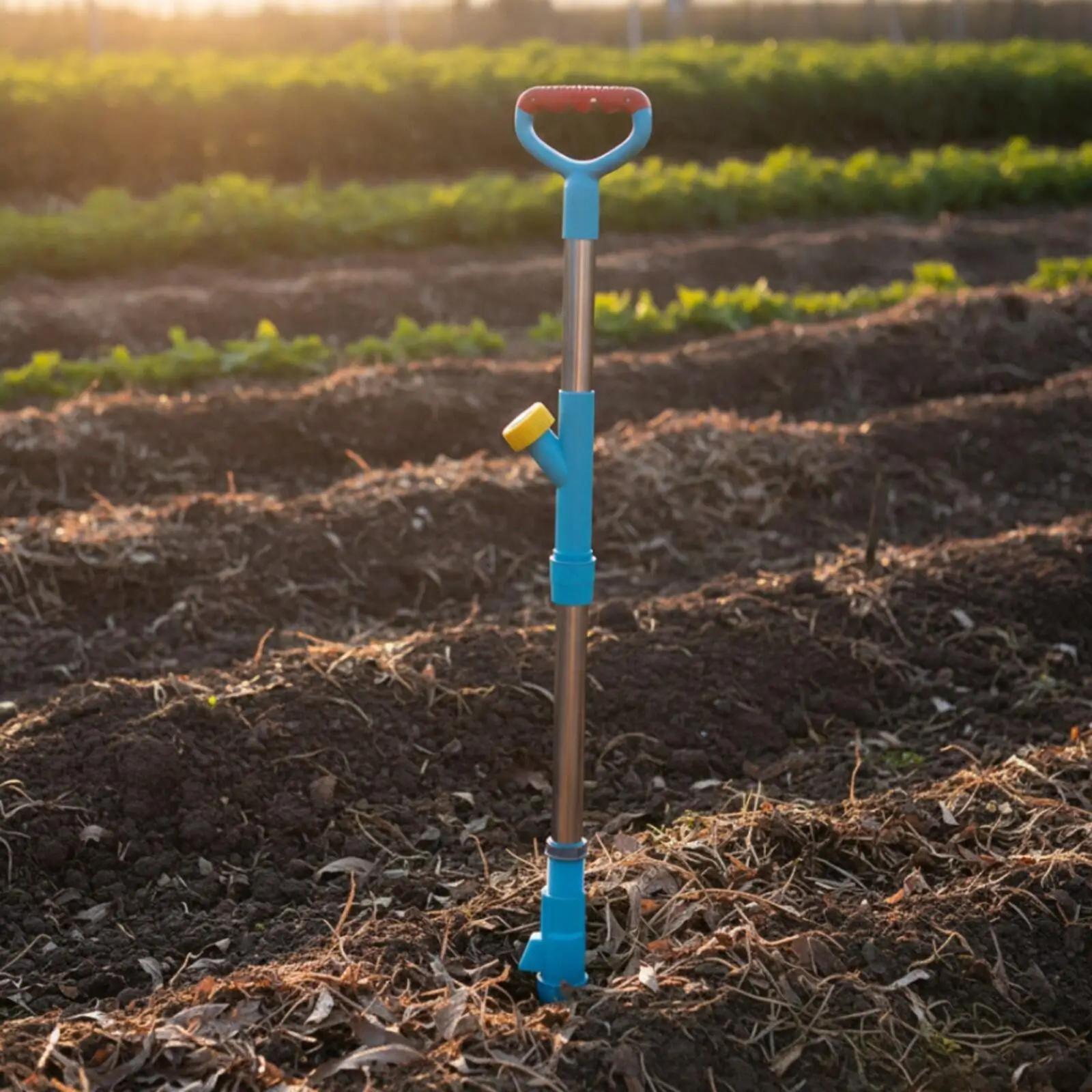Ergonomic Fertilizer Feeder Tool for Garden Stainless Steel Tip with D Shaped Handle for Precise Plant Root Nutrition