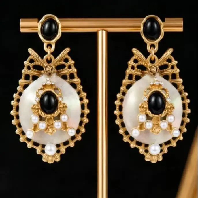 Twilight Rose·Lace Obsidian Earrings