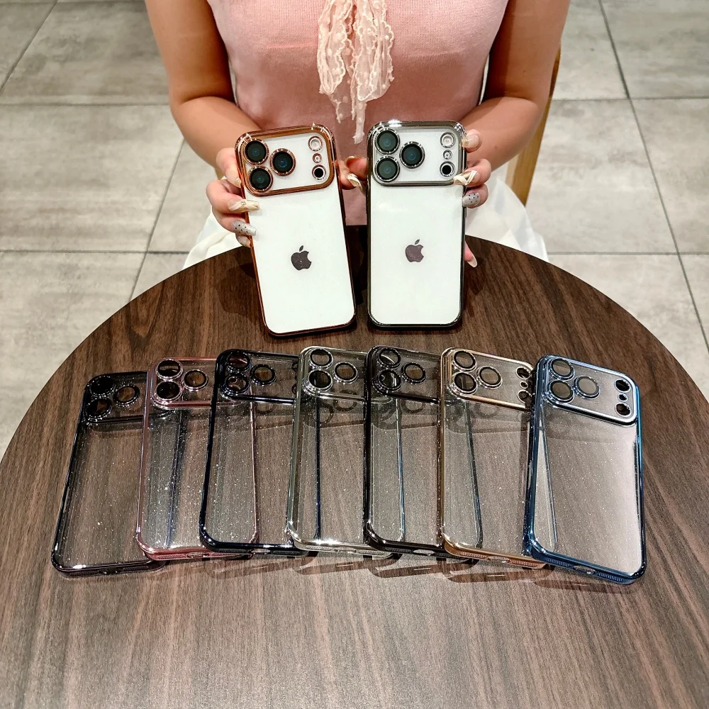 حافظة شفافة متألقة لهاتف آيفون 17 اير 16 15 14 بلس 13 12 11 برو ماكس لامعة لامعة بلينغ وعرة غطاء مدرع للكمبيوتر الشخصي #3
