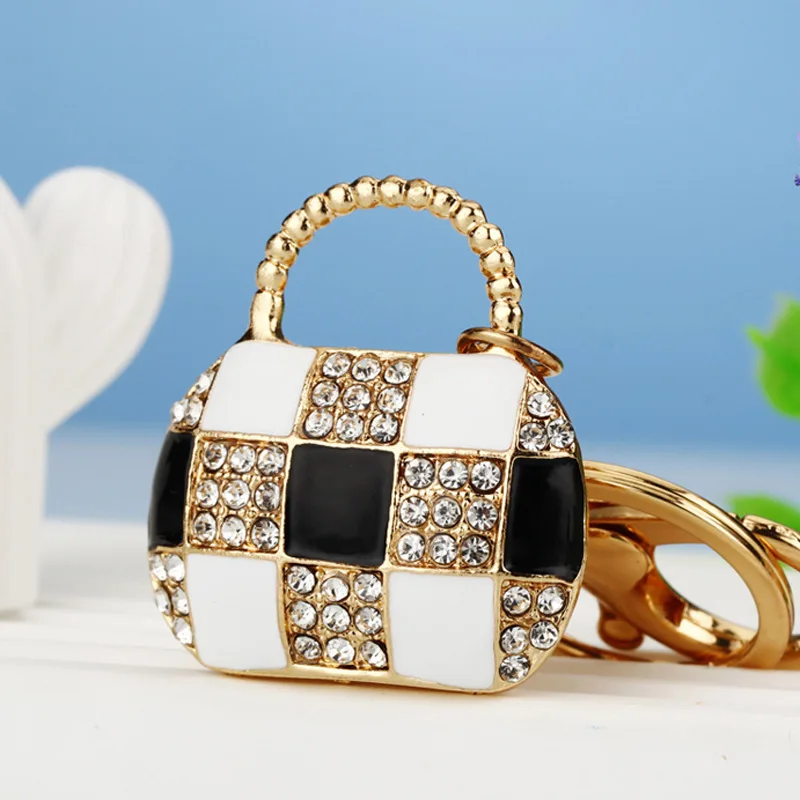 Diamante Bag Pendant  Rhinestone Crystal Key Ring Handbag Car KeyChain Gift Anti-lost Key Holder Hot Sale Classics Key Ring